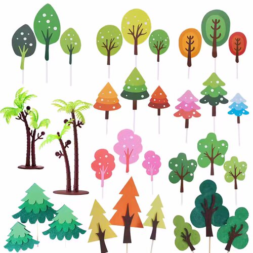 森林系列毛毡小树蛋糕装饰插件生日情景烘焙甜品装饰摆件配件 - 图2