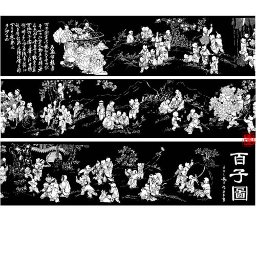 包邮清明上河图系列大幅剪纸素材图样复印底稿黑白刻纸图案送红纸 - 图0