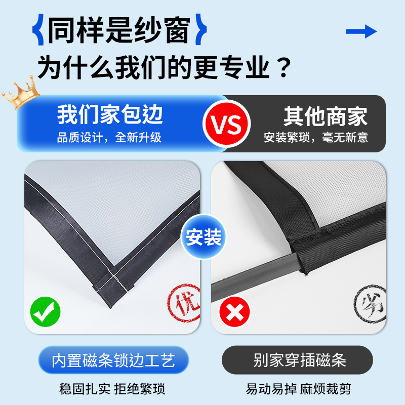 磁吸金刚网防蚊纱窗纱网自装家用自粘式窗户魔术贴磁铁隐形沙窗帘