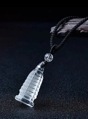 天然白水晶文昌塔吊坠金榜题名黄水晶精雕挂件学生礼物荣升塔项链