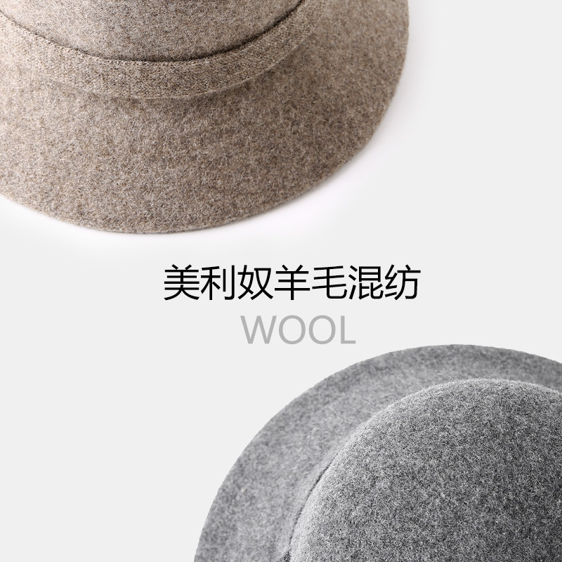 渔夫帽子女秋冬季百搭日系羊毛帽 蓝诗梦戴帽子
