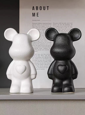 壁炉柜个性摆件装饰画蜡烛家居进门玄关柜餐边柜艺术装饰品暴力熊