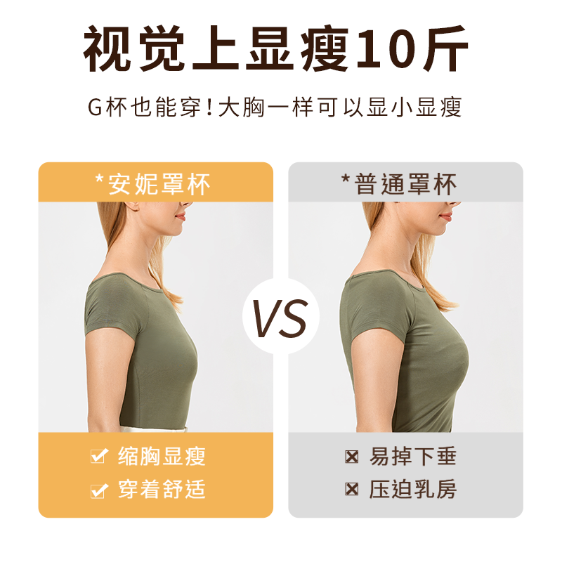 超薄bra上托肩带大胸显小大码抹胸 安妮黛儿文胸