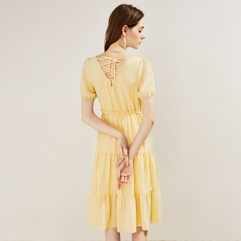 法式甜美连衣裙女2020 v领 百达依莉连衣裙