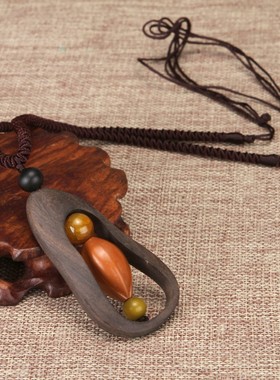 复古木质长款民族风森系衣服配饰