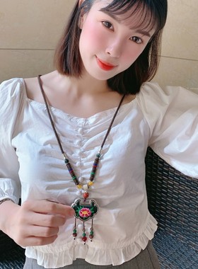 长款女刺绣大气云南中国风项链