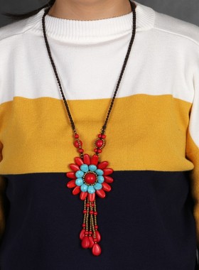 民族风长款复古云南挂件毛衣链