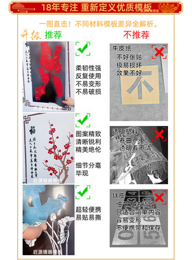 福禄寿喜墙体彩绘模板喷漆