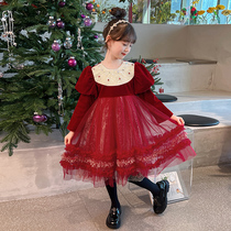 Girls dress 2023 new autumn and winter dress Childrens princess dress Winter CUHK Tong red years Gush dresses