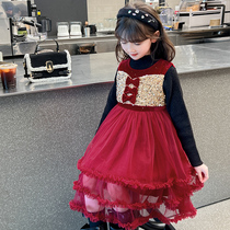 Girl Dress Winter Plus Suede Vest Dress For Years To Wear Red Ocean Gas Little Girl Childrens New Year Princess Dresses