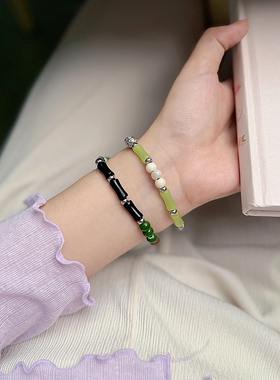 批发景德镇陶瓷手链国风竹节情侣爱心水滴铃铛国风民族风串珠饰品