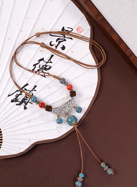 景德镇陶瓷项链不掉色女轻奢小众秋冬毛衣项链跨境饰品小红书首饰