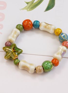 景德镇陶瓷手链海洋系列小清新时尚海天闺蜜款手串摆摊货源