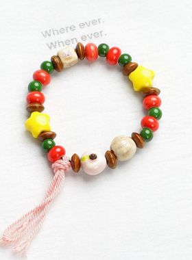 景德镇陶瓷手链苹果串珠古风款流苏圣诞闺蜜摆摊货源手串饰品