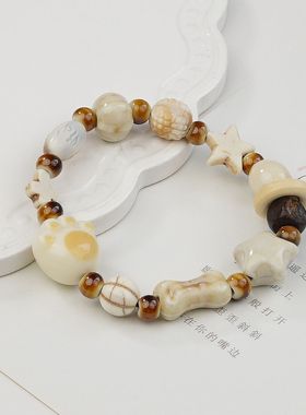 景德镇新款陶瓷串珠手链饰品小清新直播货源厂家夏天出游手串