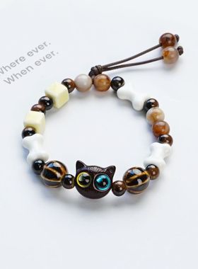 景德镇可爱陶瓷手链高颜值小狗好朋友新款情侣闺蜜编织手绳不掉色