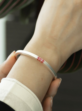 国风女款足银双喜手镯