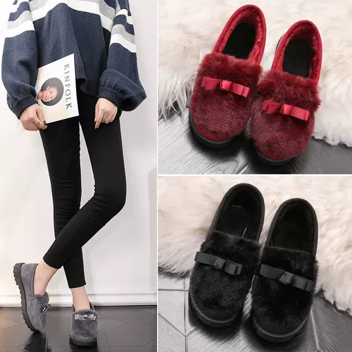 Doudou Shoes Женские новые зимние булочки теплые густые подошва для волос.