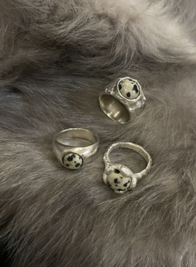 孤品/斑点石925纯银实心纯手工小众设计戒指男女送礼情人节礼物