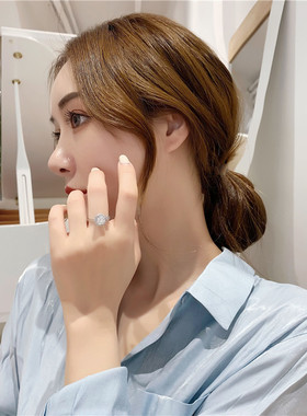 直播专仿真供莫桑石女戒指镀铂金