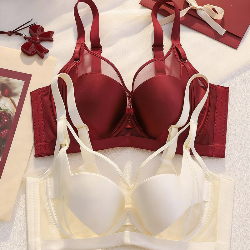 日本红色内衣女薄款大胸显小2026马年结婚新娘内裤本命年文胸套装