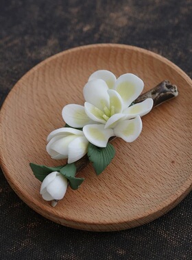 陶瓷玉兰花线香香插手工捏花