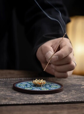 复古禅意陶瓷莲花香座
