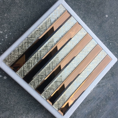 Стеклянная самоклеющаяся мозаика на стену, 3x, 30см, зеркальный эффект