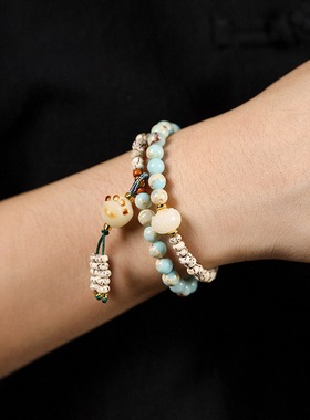 天然星月菩提手串寿山石手链