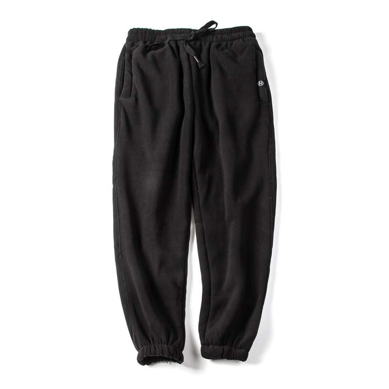 日式复古摇粒绒复合加绒加厚保暖男士松紧腰束脚运动休闲裤卫裤 - 图2