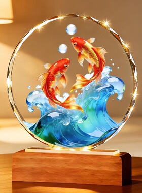如鱼得水摆件招财金鱼年年有余客厅玄关办公室柜子桌面纪念摆台