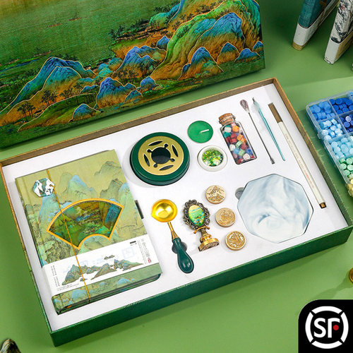 故宫文创千里江山图中国风火漆印章套装全套章头小麻薯六一儿童节 - 图0