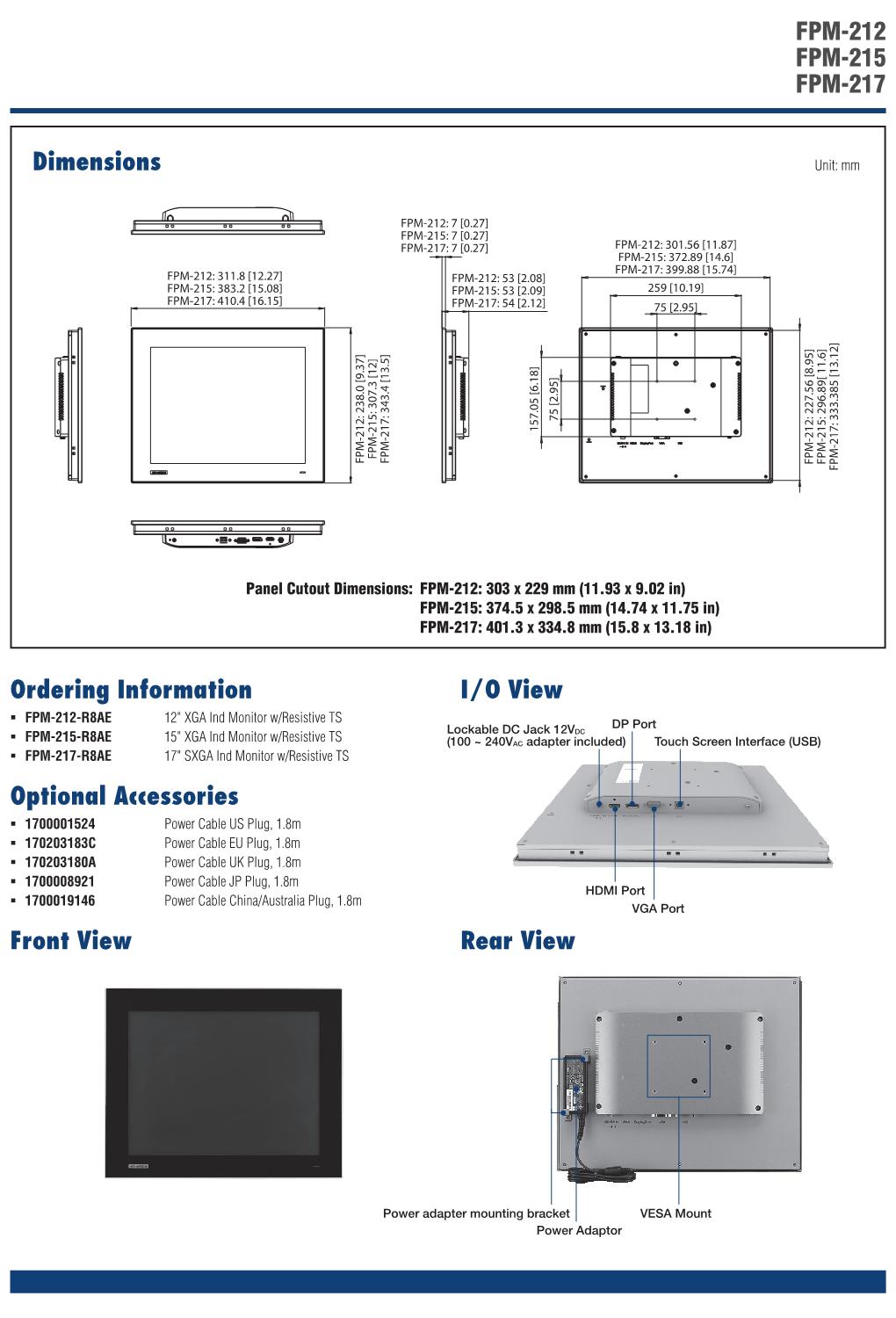 工业平板显示器#研华15寸FPM-2150G-R3BE液晶触摸正屏FPM215-R8AE - 图2