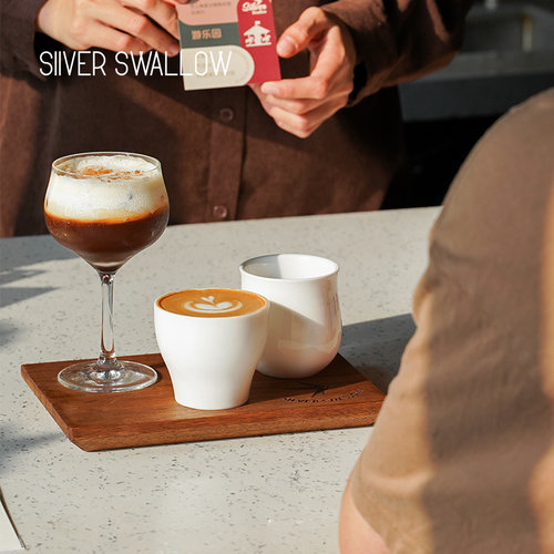银时燕咖啡杯白玉瓷精品手冲咖啡品鉴杯闻香杯子Combo奶咖杯150ml - 图0