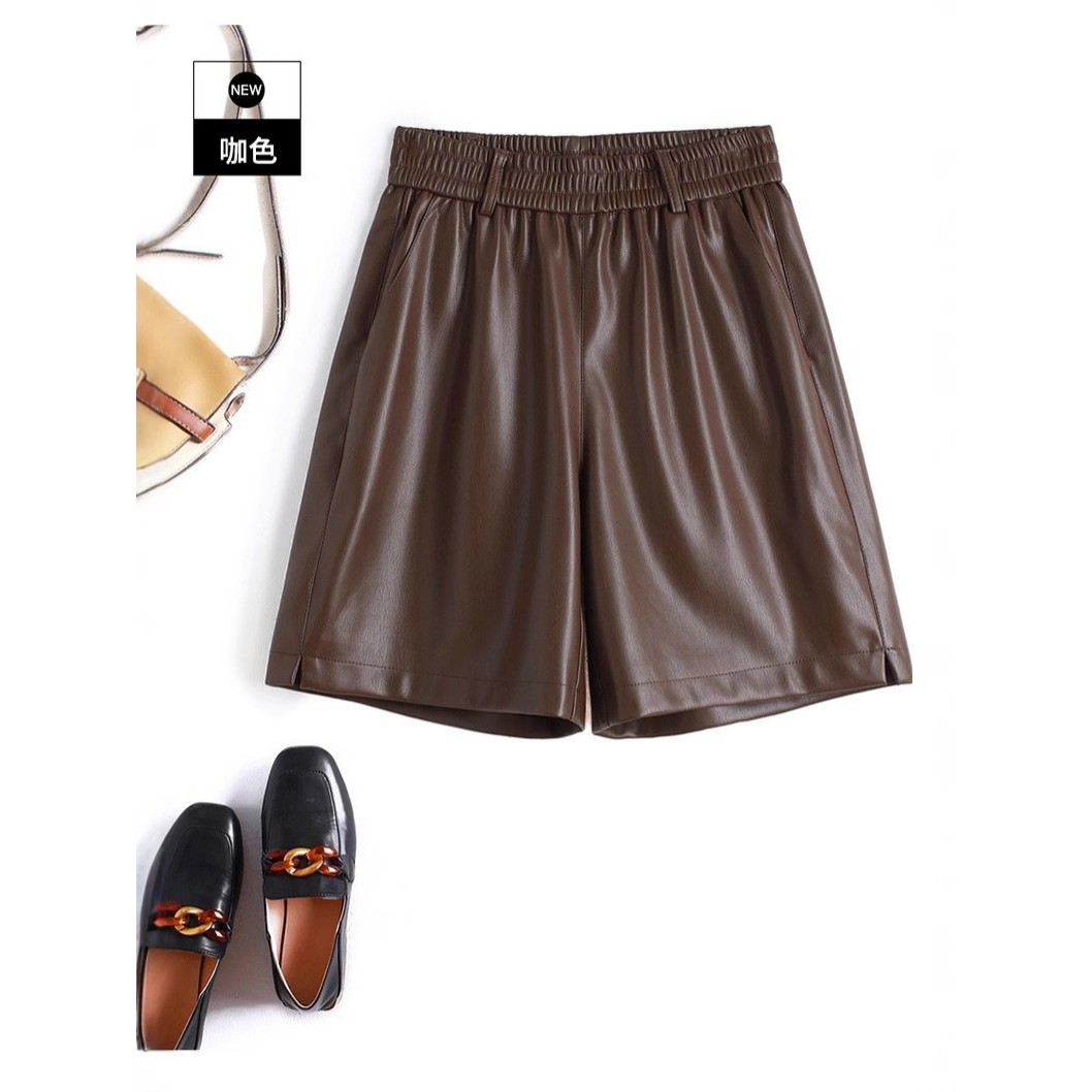 2025秋新款真皮皮裤女高腰半裤绵羊皮短裤宽松中裤直筒阔腿五分裤,淘宝优惠券,粉丝福利购,淘宝优惠卷