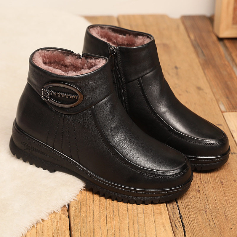 妈妈鞋子秋冬季加绒保暖棉鞋真皮软底中老年女鞋平底防滑老人皮鞋,淘宝优惠券,粉丝福利购,淘宝优惠卷