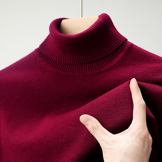 秋冬季羊绒衫男士高领加厚针织衫宽松毛衣中年羊毛衫男加肥加大码