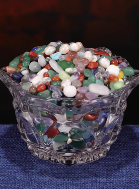 天然曼扎盘七宝石水晶珍珠家用供奉十种混合散装铜像宝瓶佛塔宝石