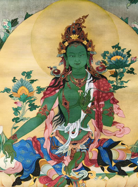 绿度母唐卡藏式民族风尼泊尔