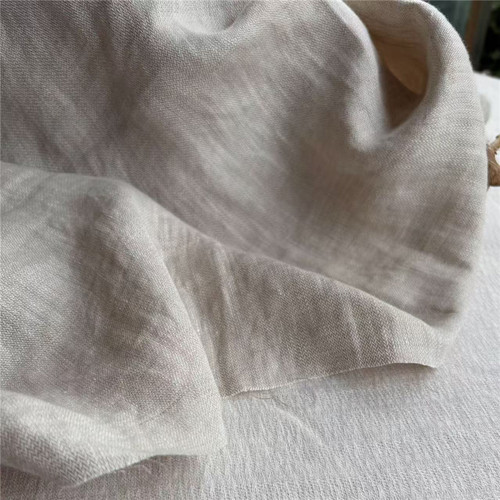 公司定制薄款细纱亚麻浅色雨露麻人字鱼骨纹骨感亲肤夏天服装布料 - 图0