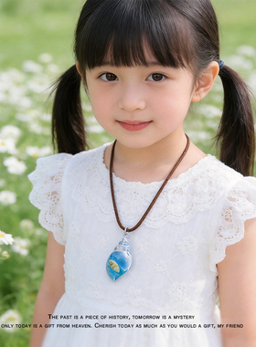 天然可爱夜光海螺儿童项链