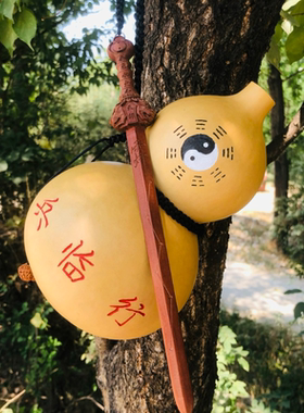 养剑葫芦大葫芦手工雕刻定制八卦九字真言手工桃木剑天然葫芦