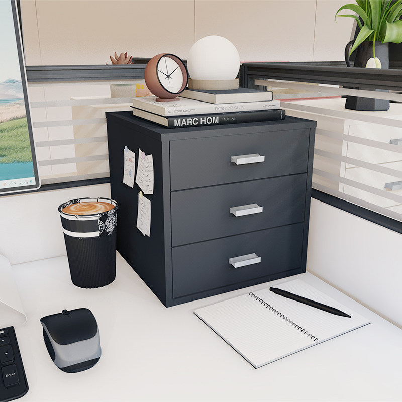 宿舍桌面储物柜小型铁皮柜办公室铁艺置物架抽屉式收纳盒床头柜 - 图1