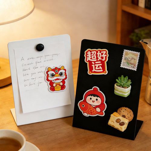 台式磁吸板桌面收纳留言板记事金属板创意工位装饰冰箱贴展示板 - 图3