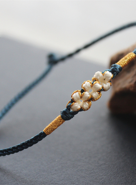 手工编织桃花结手链本命年红绳