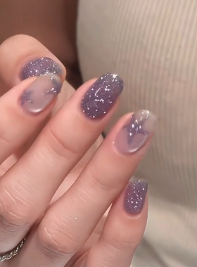 紫色星辰流光纯手工穿戴甲新款