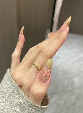 新中式美甲穿戴甲甲杏仁长款