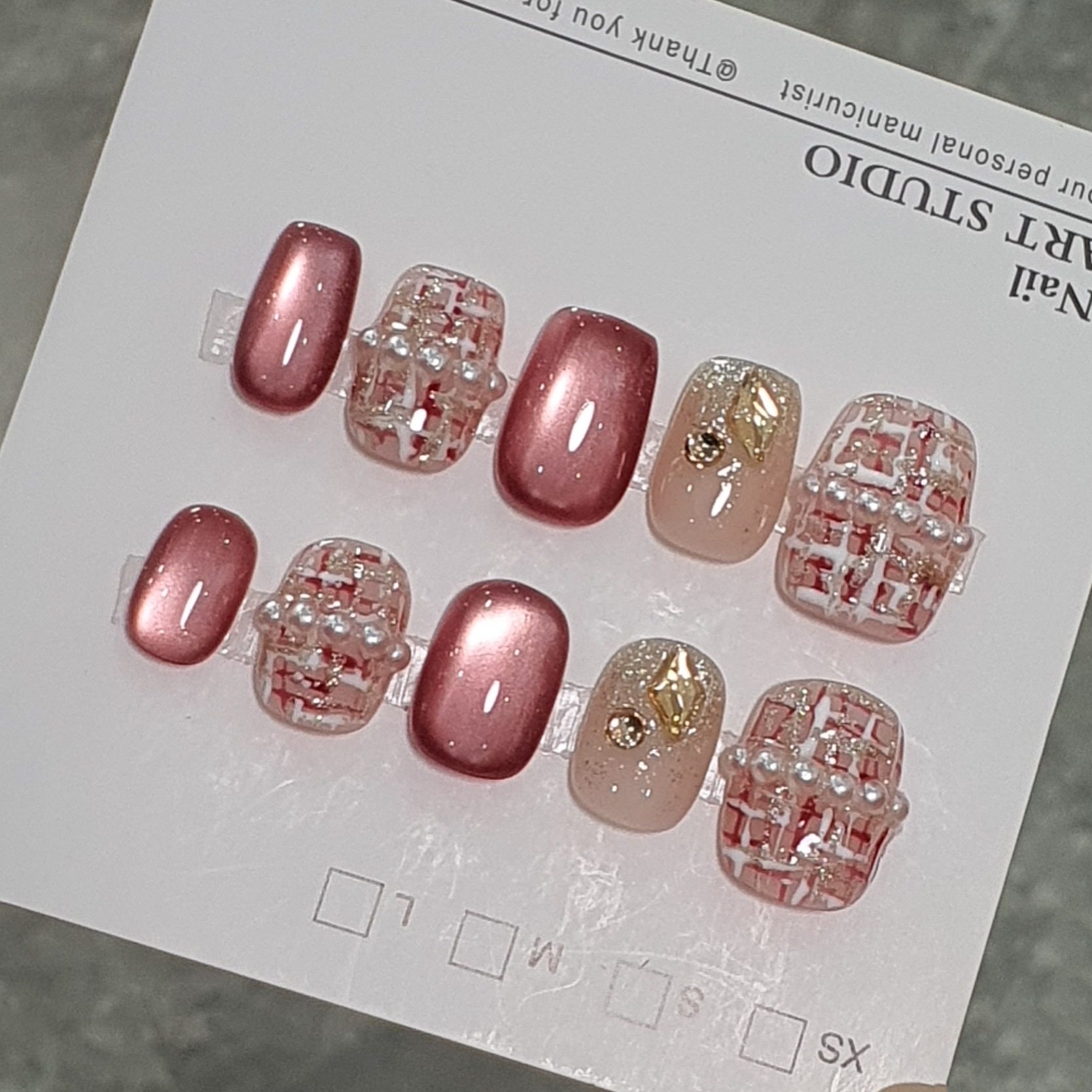 温柔简约复古千金小香风格纹仿珍珠玻璃珠猫眼秋冬新款美甲贴片,淘宝优惠券,粉丝福利购,淘宝优惠卷