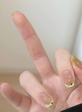 纯手工穿戴甲波点猫眼短款美甲