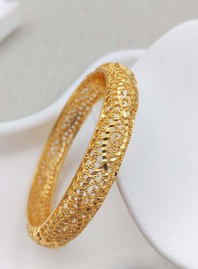 2025款中东迪拜女士时尚镀金合金手镯印度非洲婚庆饰品结婚鑫镯子